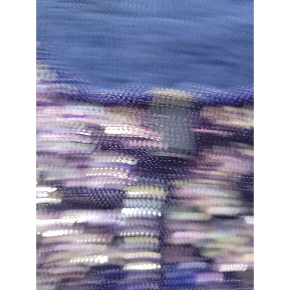 Idell Imports blue fringed beaded sequined cocktail top sleeveless wool Sz M Mod - Picture 6 of 12